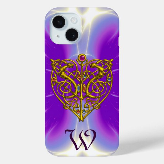 Coques Case-Mate iPhone HYPER VALENTINE GOLD CELTIC HEART MONOGRAS Purple (Verso)