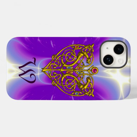 Coques Case-Mate iPhone HYPER VALENTINE MONOGRAM rose Fuchsia violet (Verso (horizontal))
