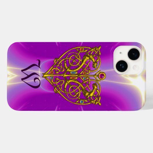 Coques Case-Mate iPhone HYPER VALENTINE MONOGRAM rose Fuchsia violet (Verso (horizontal))