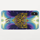 Coques Case-Mate iPhone HYPER VALENTINE MONOGRAM rose Fuchsia violet (Dos (Horizontal))