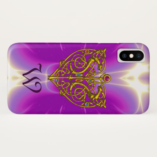 Coques Case-Mate iPhone HYPER VALENTINE MONOGRAM rose Fuchsia violet (Dos (Horizontal))