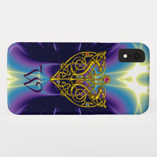 Coques Case-Mate iPhone HYPER VALENTINE MONOGRAMME Bleu pourpre (Dos (Horizontal))