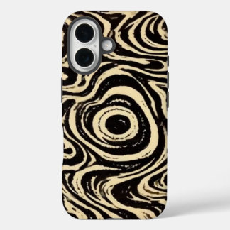 Coques iPhone 16 Hypnotic Swirl Black & Cream Abstract Phone Case