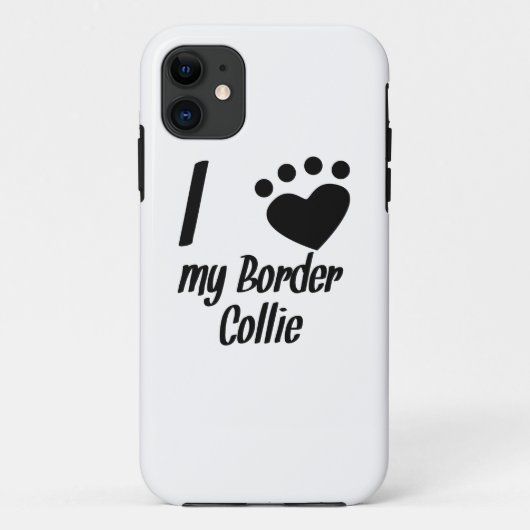 Coques Case-Mate iPhone I coeur mon border collie (Dos)