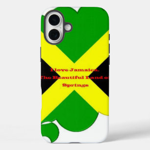 iPhone 16 Plus Case I Love Jamaica Text on Flag Art Print