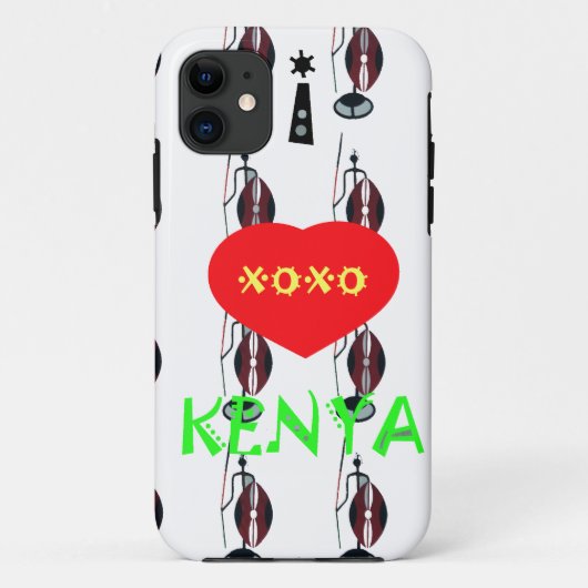 Coques Case-Mate iPhone I Love Kenya Massai Art Print (Dos)