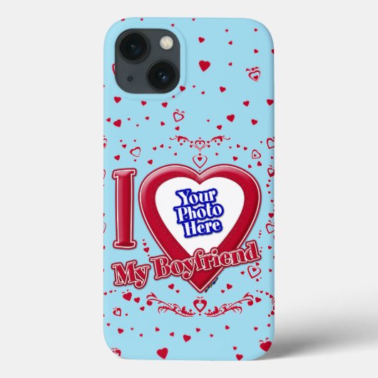 Coques Case-Mate iPhone I Love My Boyfriend Photo Coeurs rouges Horizon bl (Verso)
