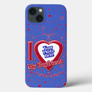 Case-Mate iPhone Case I Love My Boyfriend Photo Red Hearts Deep Royal Bl