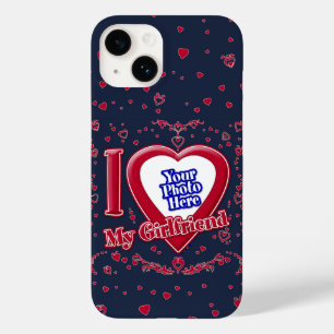 Coque Pour iPhone 14 I Love My Girlfriend Photo Coeurs rouges Marine