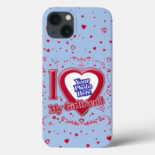 Coques Case-Mate iPhone I Love My Girlfriend Photo Red Hearts Baby Blue (Verso)