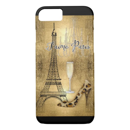 Coques Case-Mate iPhone I Love Paris Gold Leaf Tour Eiffel Chaussures de m (Dos)
