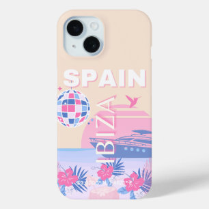 Coque Pour iPhone 15 Ibiza, Espagne, Art Voyage, Art Preppy, Rose, Past