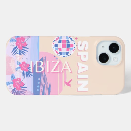 Coques Case-Mate iPhone Ibiza, Espagne, Art Voyage, Art Preppy, Rose, Past (Verso (horizontal))