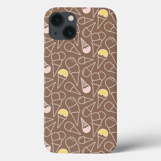 Coques Case-Mate iPhone Ice Cream Cone Pattern on Brown (Verso)