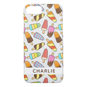 Coque iPhone 7 Ice Cream Popsicles personnalisés nom de téléphone