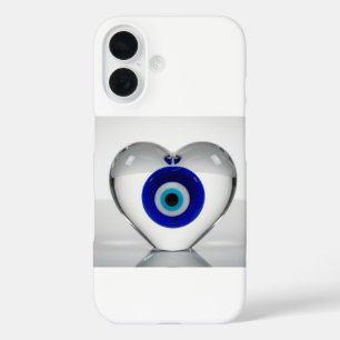 Coques iPhone 16 Icône de cœur de mauvais œil Conception graphique 
