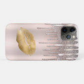 Coques Case-Mate iPhone Icy Rose Gold Lips Diamond Parties scintillant Épe (Dos (Horizontal))