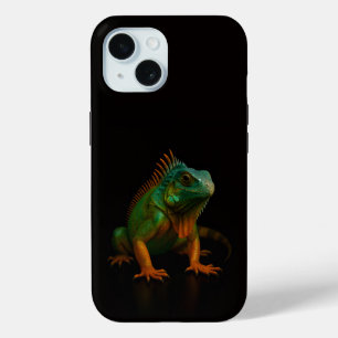 Coque Pour iPhone 15 Iguane vert Black 4 Luxe iPhone 15 Mate