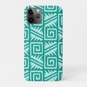 Coque iPhone 11 Pro Ikat Aztec Motif - Turquoise et Aqua