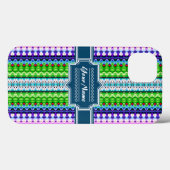 Coques Case-Mate iPhone Ikat Chevron, tribu de Pink et Navy (Verso (horizontal))