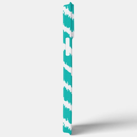 Coques Case-Mate iPhone Ikat Chevrons - Turquoise et blanche (Verso / Droite)