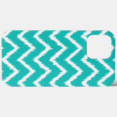 Coques Case-Mate iPhone Ikat Chevrons - Turquoise et blanche (Verso (horizontal))