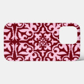 Coques Case-Mate iPhone Ikat damask pattern - Bourgogne et rose (Verso (horizontal))