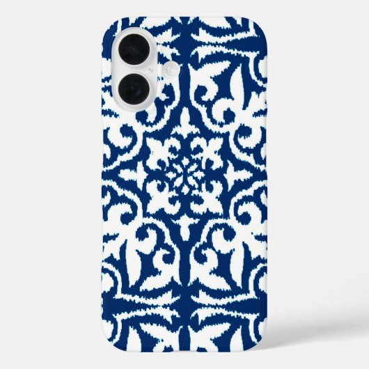 Coques Case-Mate iPhone Ikat damask pattern - Cobalt bleu et blanc (Verso)