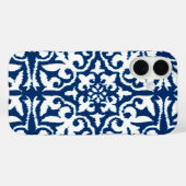 Coques Case-Mate iPhone Ikat damask pattern - Cobalt bleu et blanc (Verso (horizontal))
