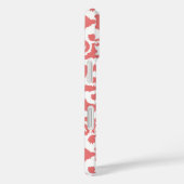 Coques Case-Mate iPhone Ikat damask pattern - Coral rose et blanc (Verso / Droite)