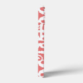 Coques Case-Mate iPhone Ikat damask pattern - Coral rose et blanc (Verso / Droite)