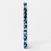 Coques Case-Mate iPhone Ikat damask pattern - Indigo foncé et bleu clair (Dos/Gauche)