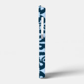 Coques Case-Mate iPhone Ikat damask pattern - Indigo foncé et bleu clair (Verso / Gauche)