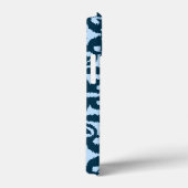 Coques Case-Mate iPhone Ikat damask pattern - Indigo foncé et bleu clair (Verso / Droite)