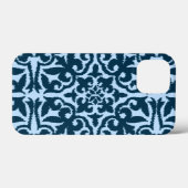 Coques Case-Mate iPhone Ikat damask pattern - Indigo foncé et bleu clair (Verso (horizontal))