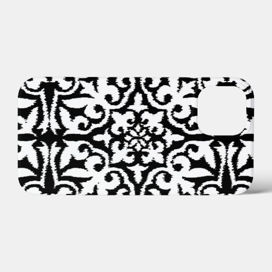 Coques Case-Mate iPhone Ikat damask pattern - noir et blanc (Verso (horizontal))