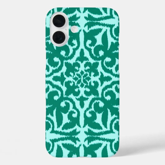 Coques Case-Mate iPhone Ikat damask pattern - Turquoise et Aqua (Verso)