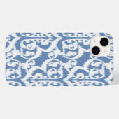Coques Case-Mate iPhone Ikat Damassé mauresque - bleu ciel et blanc (Verso (horizontal))