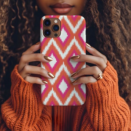 Coques Case-Mate iPhone Ikat de la tribu corail et rose
