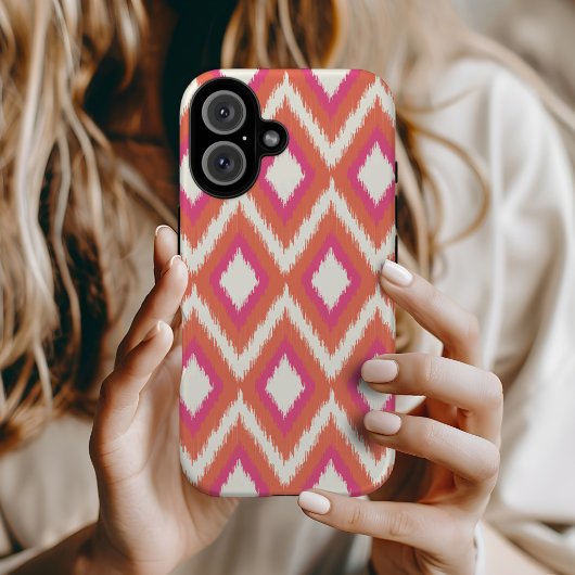 Coques Case-Mate iPhone Ikat de la tribu corail et rose