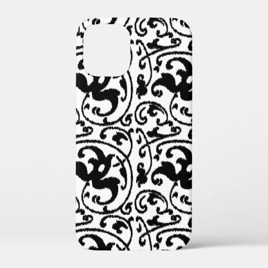 Coques Case-Mate iPhone Ikat Floral Damask - Blanc et Noir (Verso)