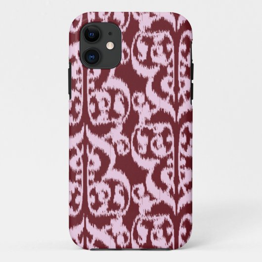 Coques Case-Mate iPhone Ikat Moorish Damask - bordeaux et rose (Dos)