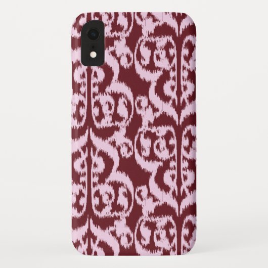 Coques Case-Mate iPhone Ikat Moorish Damask - bordeaux et rose (Dos)