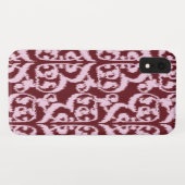 Coques Case-Mate iPhone Ikat Moorish Damask - bordeaux et rose (Dos (Horizontal))