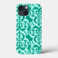 Ikat Moorish Damask - paon et aqua