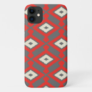 Coque Case-Mate Pour iPhone Ikat Motif - Rouge, gris et beige