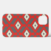 Coques Case-Mate iPhone Ikat Motif - Rouge, gris et beige (Verso (horizontal))
