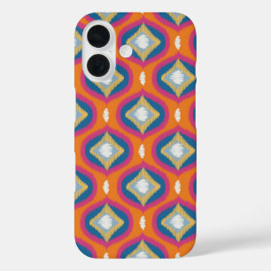 Coques iPhone 16 Ikat Series Ogee Orange Blue