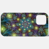 Coques Case-Mate iPhone Illuminé Abstrait brillant Turquoise violet Fracta (Verso (horizontal))