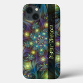 Coques Case-Mate iPhone Illuminé bleu Abstrait violet Fractal Nom (Verso)